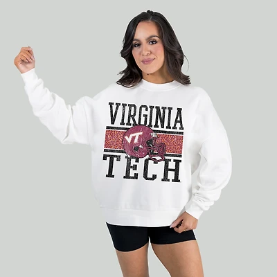 Women's Gameday Couture White Virginia Tech Hokies Fair Catch Pullover Sweatshirt