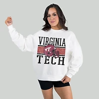 Women's Gameday Couture White Virginia Tech Hokies Fair Catch Pullover Sweatshirt