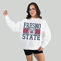 Women's Gameday Couture White Fresno State Bulldogs Fair Catch Pullover Sweatshirt