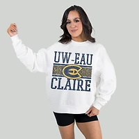Women's Gameday Couture White Wisconsin Eau Claire Blugolds Fair Catch Pullover Sweatshirt