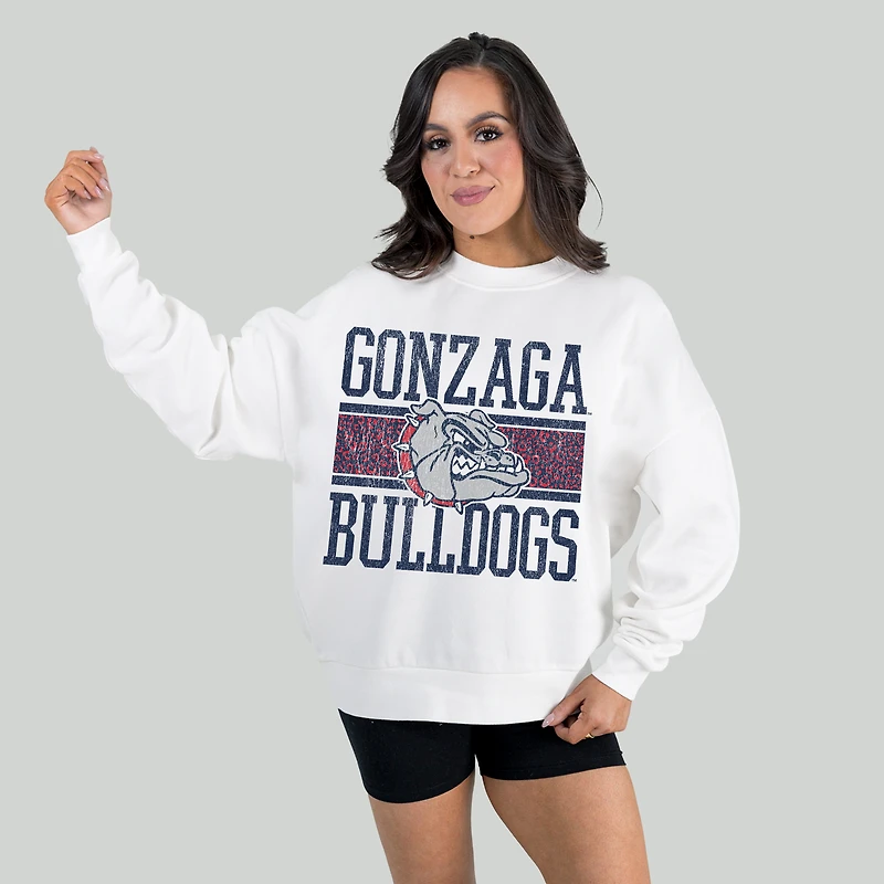 Women's Gameday Couture White Gonzaga Bulldogs Fair Catch Pullover Sweatshirt