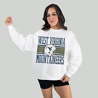 Women's Gameday Couture White West Virginia Mountaineers Fair Catch Pullover Sweatshirt