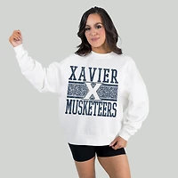 Women's Gameday Couture White Xavier Musketeers Fair Catch Pullover Sweatshirt