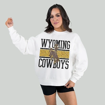 Women's Gameday Couture White Wyoming Cowboys Fair Catch Pullover Sweatshirt