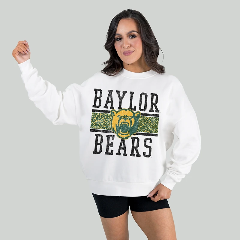 Women's Gameday Couture White Baylor Bears Fair Catch Pullover Sweatshirt
