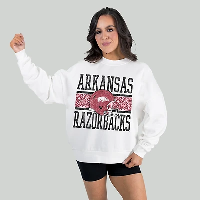 Women's Gameday Couture White Arkansas Razorbacks Fair Catch Pullover Sweatshirt