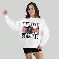 Women's Gameday Couture White Cincinnati Bearcats Fair Catch Pullover Sweatshirt
