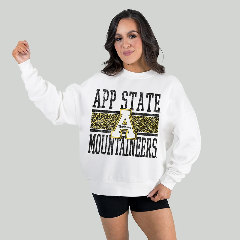 Women's Gameday Couture White Appalachian State Mountaineers Fair Catch Pullover Sweatshirt