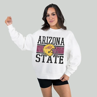 Women's Gameday Couture White Arizona State Sun Devils Fair Catch Pullover Sweatshirt