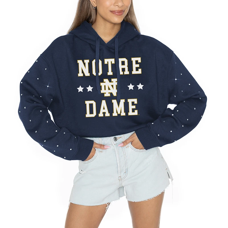 Women's Gameday Couture Navy Notre Dame Fighting Irish Like A Star Scrunch Waist Pullover Hoodie