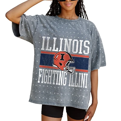Women's Gameday Couture Gray Illinois Fighting Illini On the Ball Oversized T-Shirt