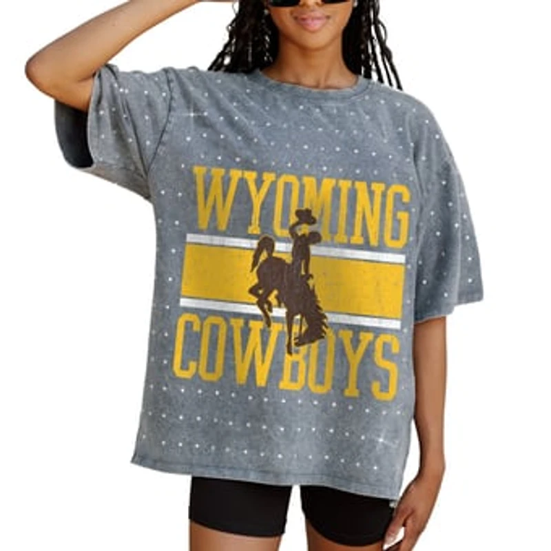 Women's Gameday Couture Gray Wyoming Cowboys On the Ball Oversized T-Shirt