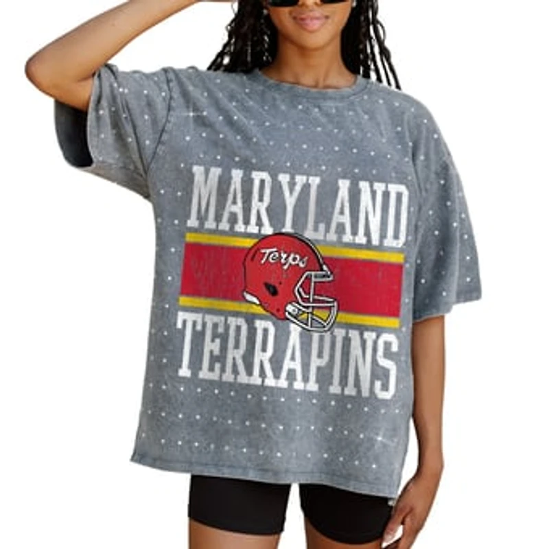 Women's Gameday Couture Gray Maryland Terrapins On the Ball Oversized T-Shirt