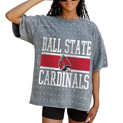 Women's Gameday Couture Gray Ball State Cardinals On the Ball Oversized T-Shirt