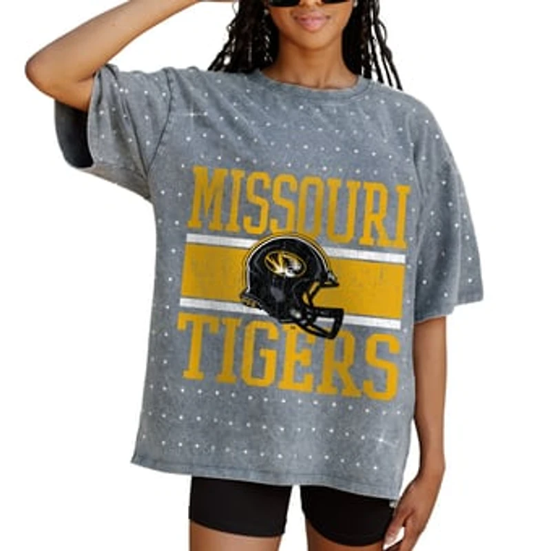 Women's Gameday Couture Gray Missouri Tigers On the Ball Oversized T-Shirt