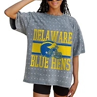 Women's Gameday Couture Gray Delaware Fightin' Blue Hens On the Ball Oversized T-Shirt