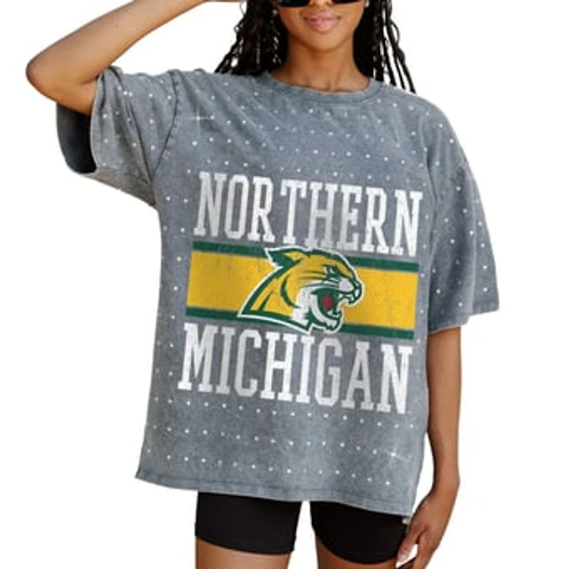 Women's Gameday Couture Gray Northern Michigan Wildcats On the Ball Oversized T-Shirt