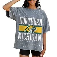 Women's Gameday Couture Gray Northern Michigan Wildcats On the Ball Oversized T-Shirt