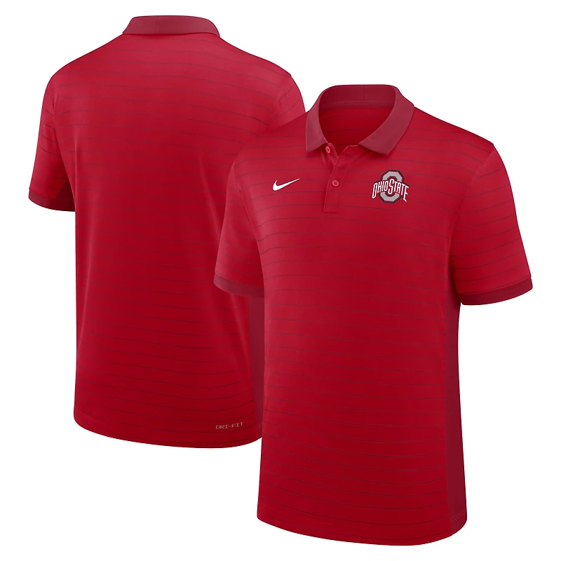 Men's Nike Scarlet Ohio State Buckeyes 2025 Early Season Coaches Sideline Victory Stripe Dri-FIT Polo