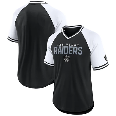 Men's Fanatics Black/White Las Vegas Raiders Hashmark Raglan T-Shirt