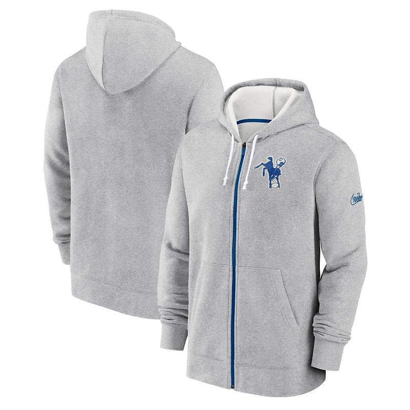 Men's Nike Gray Indianapolis Colts Historic Lifestyle Full-Zip Hoodie