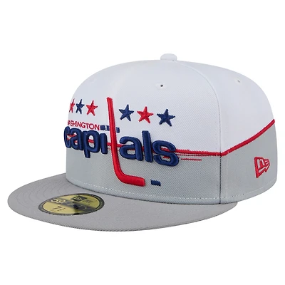 Men's New Era Gray/White Washington Capitals Vintage Color Dip 59FIFTY Fitted Hat