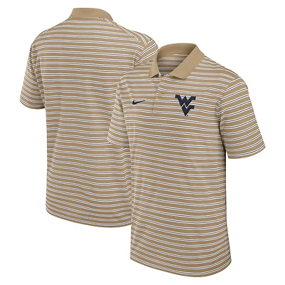Men's Nike Tan West Virginia Mountaineers Athletic Prep Striped Dri-FIT Polo