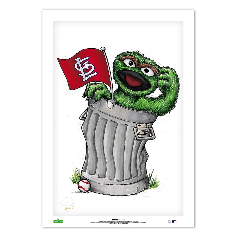 Oscar the Grouch St. Louis Cardinals 14" x 20" Sesame Street Limited Edition Fine Art Print