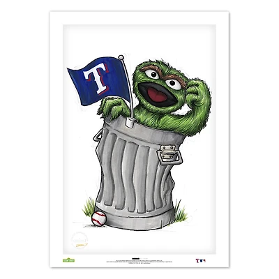 Oscar the Grouch Texas Rangers 24" x 36" Sesame Street Limited Edition Fine Art Print