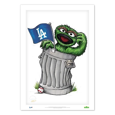 Oscar the Grouch Los Angeles Dodgers 24" x 36" Sesame Street Limited Edition Fine Art Print