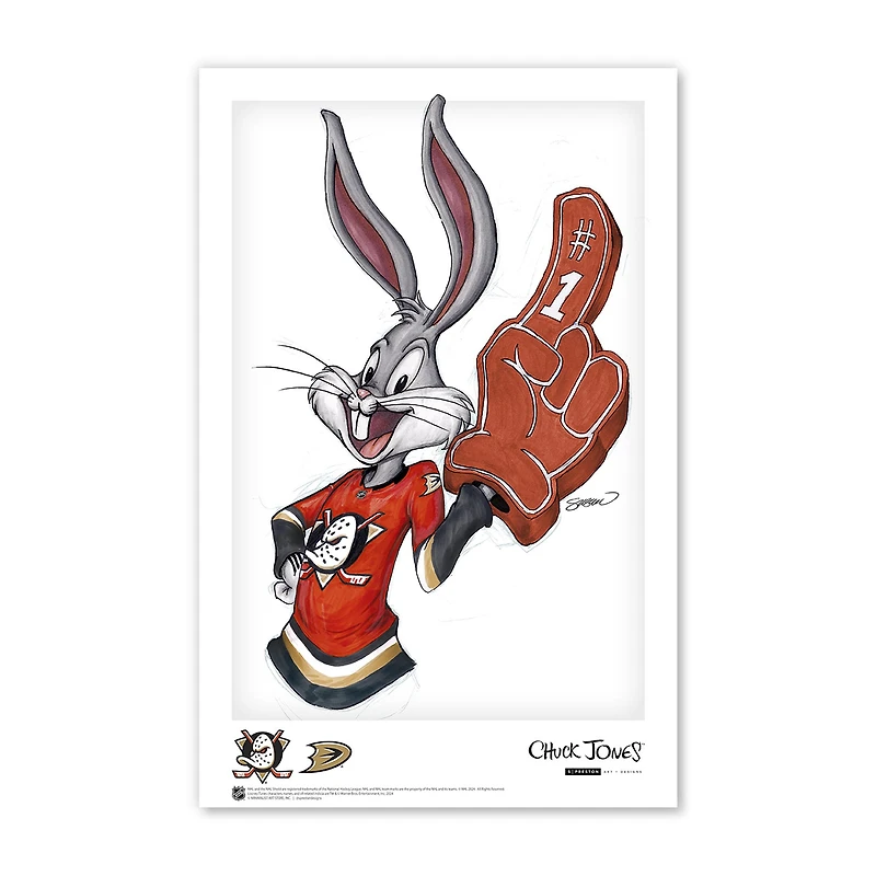 Bugs Bunny Anaheim Ducks 11" x 17" Looney Tunes Poster Print