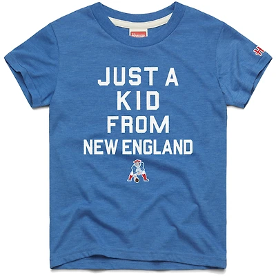 Youth Homage Royal New England Patriots Just a Kid Tri-Blend T-Shirt