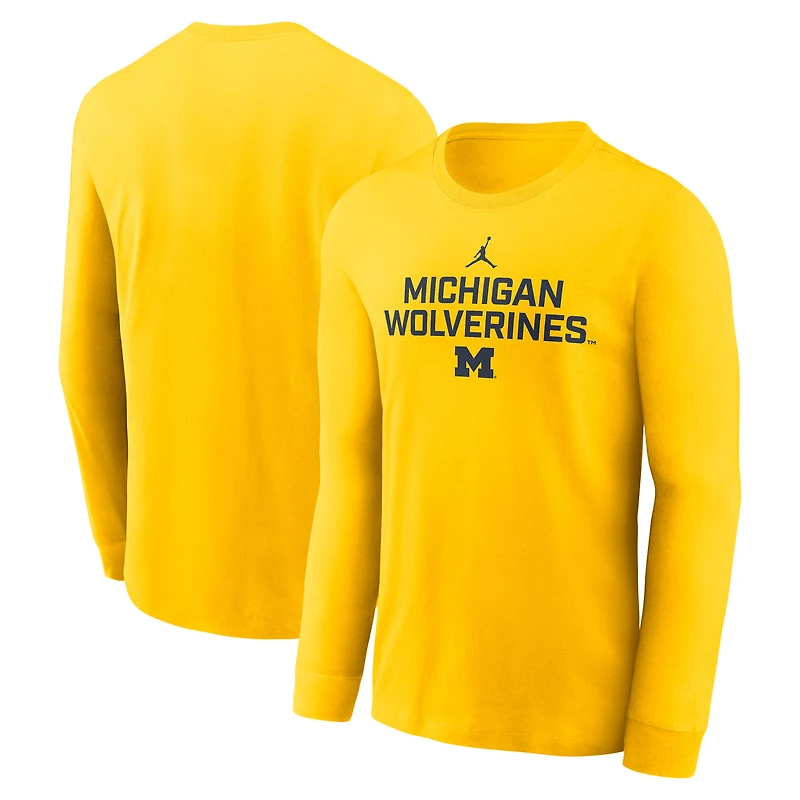 Men's Jordan Brand Maize Michigan Wolverines 2025 Sideline Dri-FIT Long Sleeve T-Shirt
