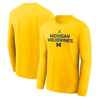 Men's Jordan Brand Maize Michigan Wolverines 2025 Sideline Dri-FIT Long Sleeve T-Shirt