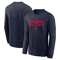 Men's Nike Navy Arizona Wildcats 2025 Sideline Dri-FIT Long Sleeve T-Shirt