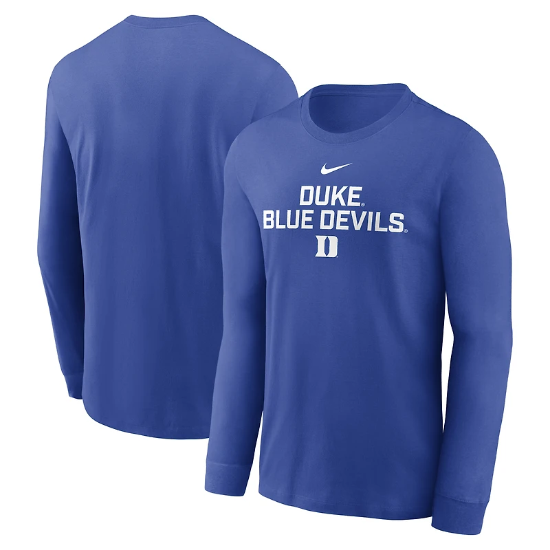 Men's Nike Royal Duke Blue Devils 2025 Sideline Dri-FIT Long Sleeve T-Shirt
