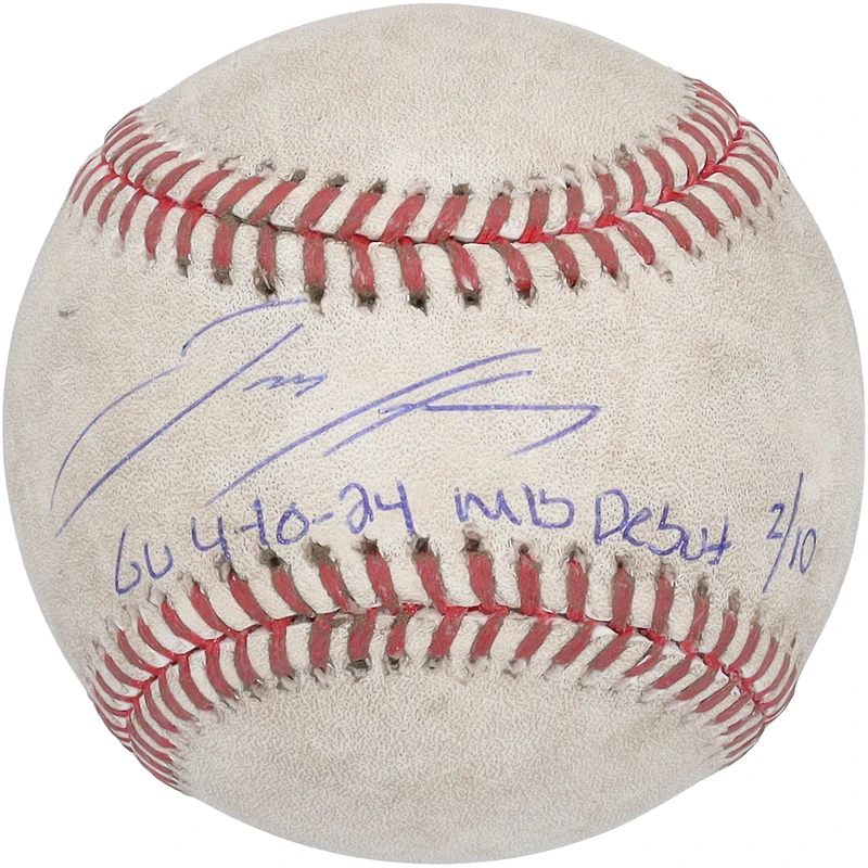 Jackson Holliday Baltimore Orioles Autographed Game-Used Baseball vs. Boston Red Sox on April 10, 2024 with "GU 4-10-24 MLB Debut" Inscription - Limited Edition of 10