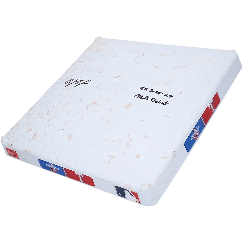 Authentic Game-Used: Wyatt Langford Texas Rangers Autographed Base with Inscription