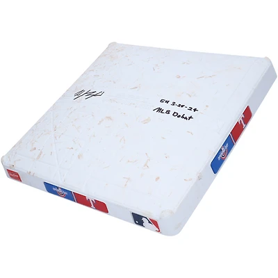 Authentic Game-Used: Wyatt Langford Texas Rangers Autographed Base with Inscription