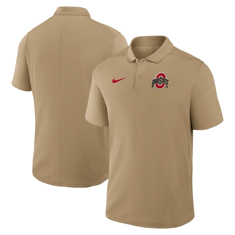Men's Nike Tan Ohio State Buckeyes Primetime Victory Primary Logo Performance Polo
