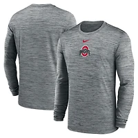 Men's Nike Charcoal Ohio State Buckeyes 2025 Sideline Velocity Dri-FIT Long Sleeve T-Shirt