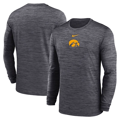 Men's Nike Black Iowa Hawkeyes 2025 Sideline Velocity Dri-FIT Long Sleeve T-Shirt