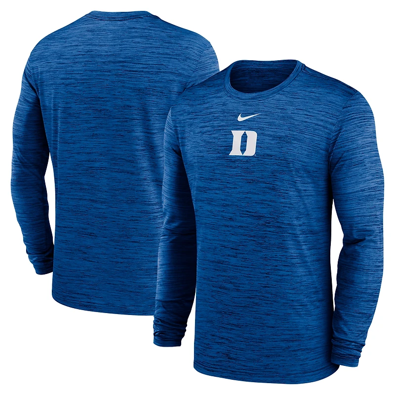 Men's Nike Royal Duke Blue Devils 2025 Sideline Velocity Dri-FIT Long Sleeve T-Shirt