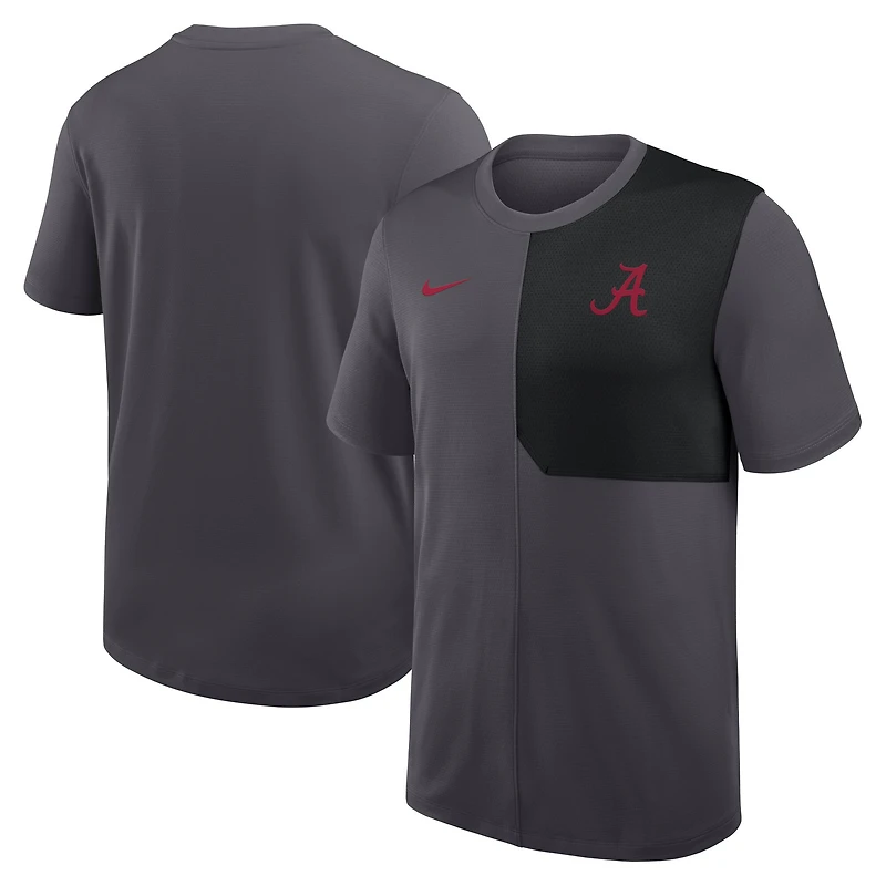 Men's Nike Anthracite Alabama Crimson Tide 2025 Sideline UV Dri-FIT Coach Shirt