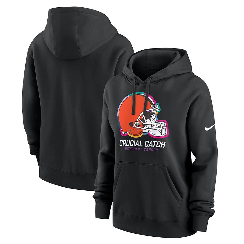 Women's Nike Black Cleveland Browns 2024 NFL Crucial Catch Club Pullover Hoodie