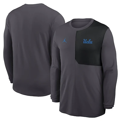 Men's Jordan Brand Anthracite UCLA Bruins 2025 Sideline Coach UV Dri-FIT Long Sleeve Shirt