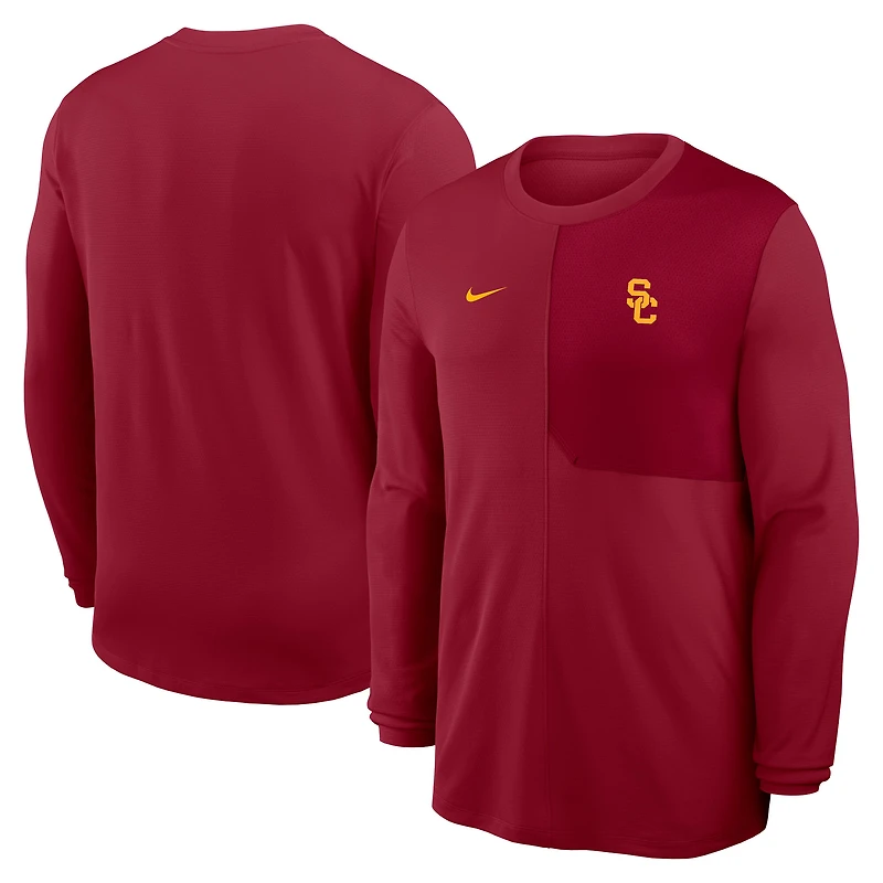 Men's Nike Cardinal USC Trojans 2025 Sideline Coach UV Dri-FIT Long Sleeve Shirt