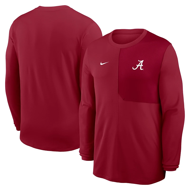 Men's Nike Crimson Alabama Crimson Tide 2025 Sideline Coach UV Dri-FIT Long Sleeve Shirt