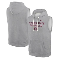 Men's Nike Heather Gray Florida State Seminoles 2025 Sideline Standard Issue Dri-FIT Sleeveless Hoodie