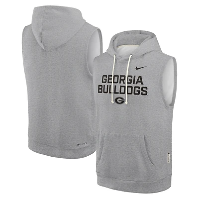 Men's Nike Heather Gray Georgia Bulldogs 2025 Sideline Standard Issue Dri-FIT Sleeveless Hoodie
